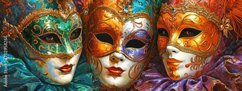 banner with carnival mask with empty space for text. carnival concept, venice