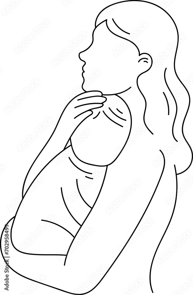 Mother Holding Baby Line Art