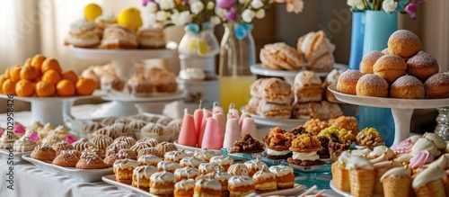 Sweet spread for Christening or First Communion celebration.