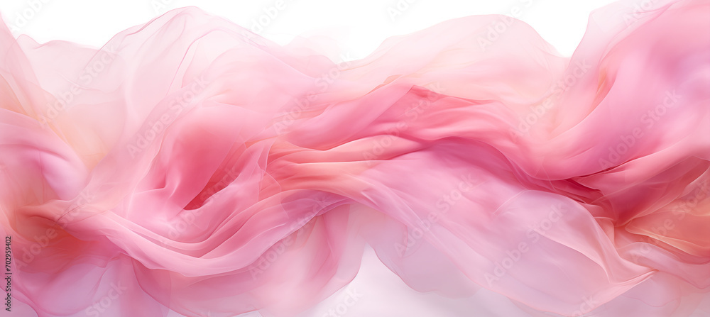 Abstract pastel pink soft fabric wavy folds. Modern luxury silk wave drapes background. Smoke wavy texture waves material backdrop, Valentine backdrop for web, mobile copy space by Vita - obrazy, fototapety, plakaty 
