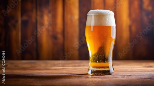 glass of beer on a wooden background. tinting. selective focus