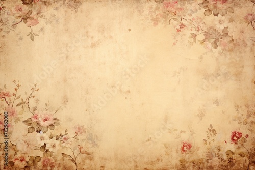 Brown grunge background with flowers