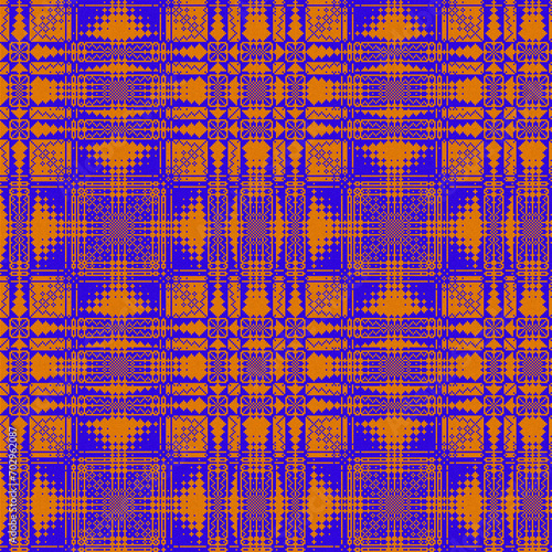 Orange  Blue Static Weave Pattern - Tile