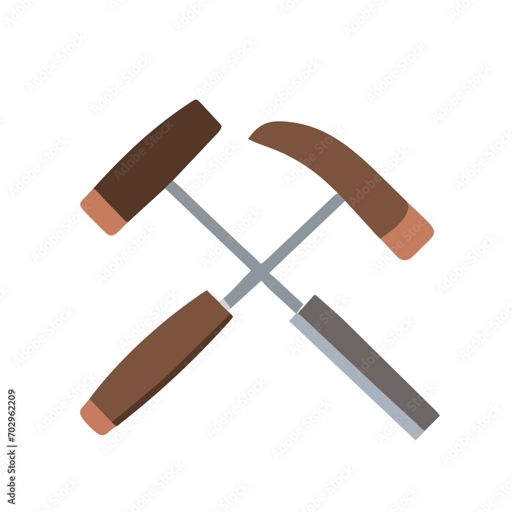 A set of chisels and mallet. vektor icon illustation A set of chisels and mallet. vektor icon illustation