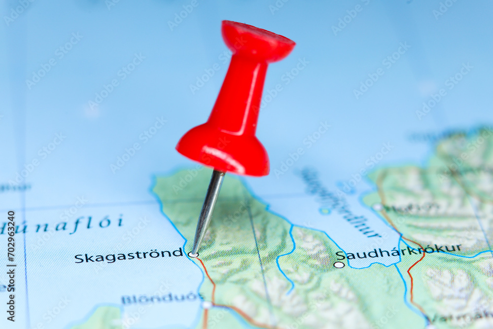 Skagastrond, Iceland pin on map Skagastrond, Iceland pin on map
