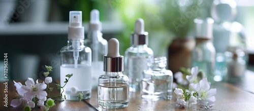 White liquid or raw material for skin care, such as serum products or natural chemicals. photo