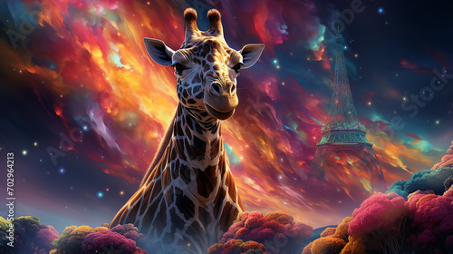 Giraffe in Fantasielandschaft