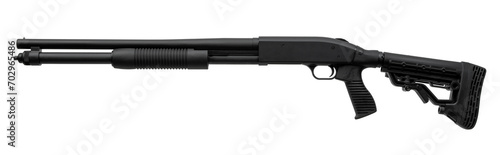 Canvas Print Pump-action 12 gauge shotgun isolated on a white background
