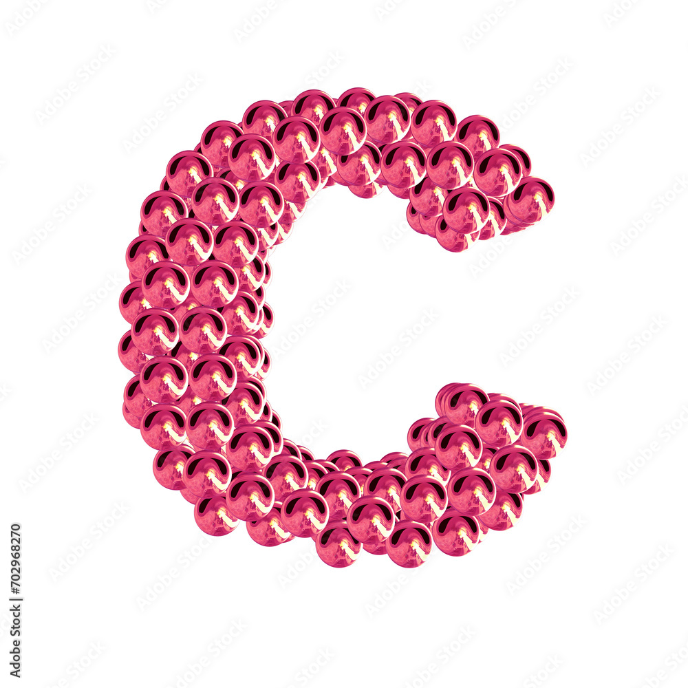 Pink symbols from spheres. 3d letter c Pink symbols from spheres. 3d letter c