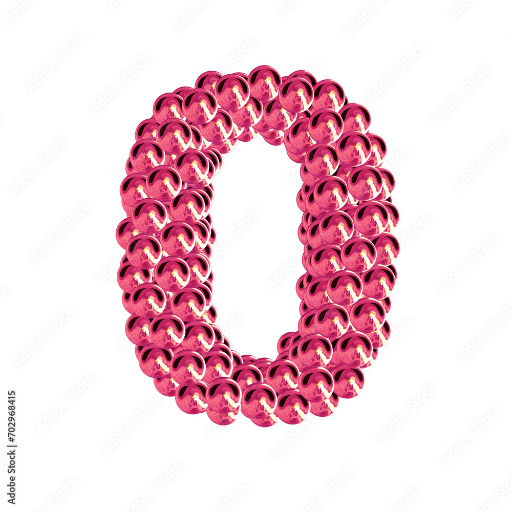 Pink symbols from spheres. number 0 Pink symbols from spheres. number 0