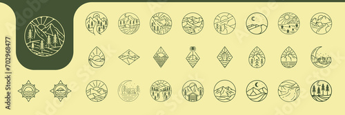 outdoor adventure line vintage badge icon logo design vector