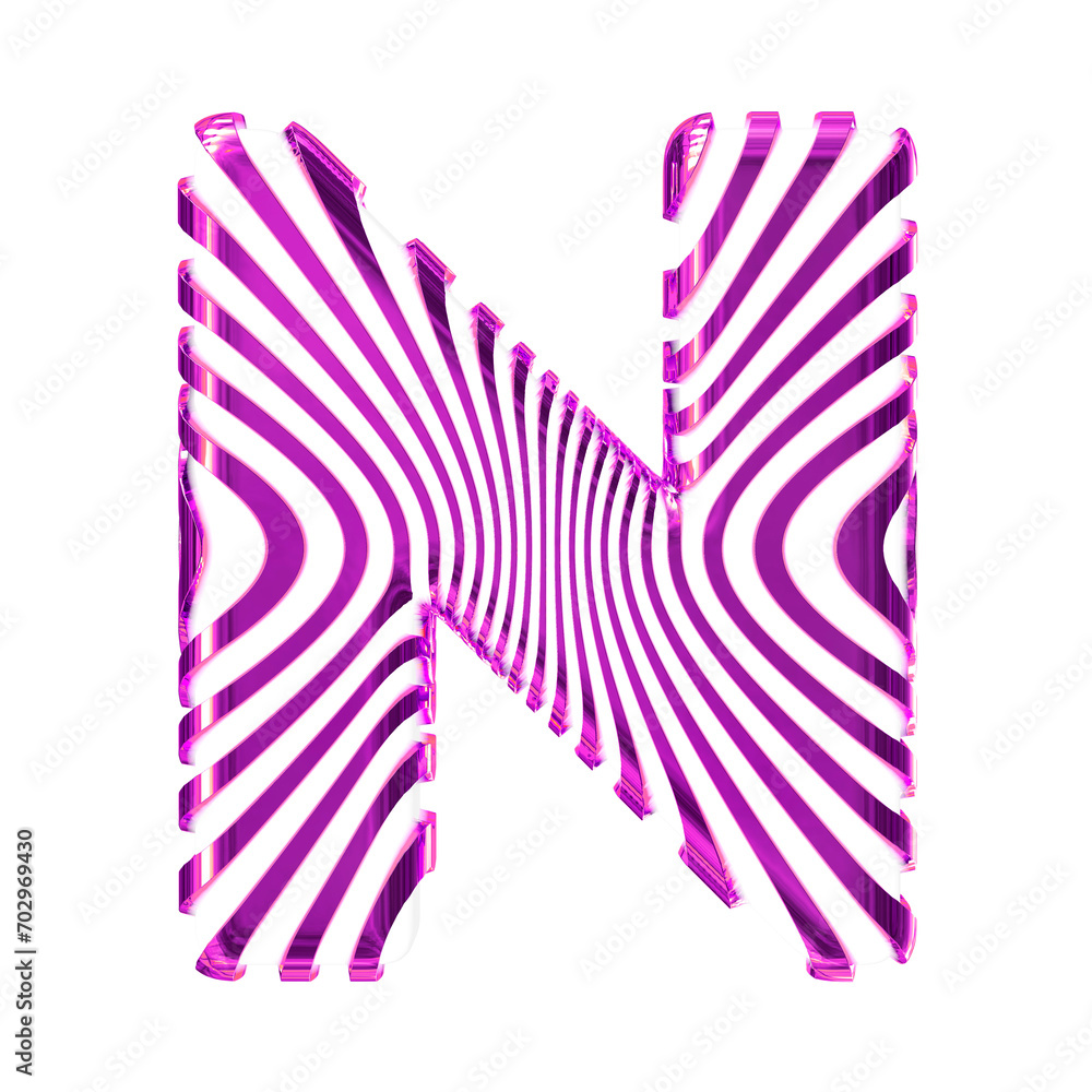 White symbol with ultra thin purple straps. letter n White symbol with ultra thin purple straps. letter n
