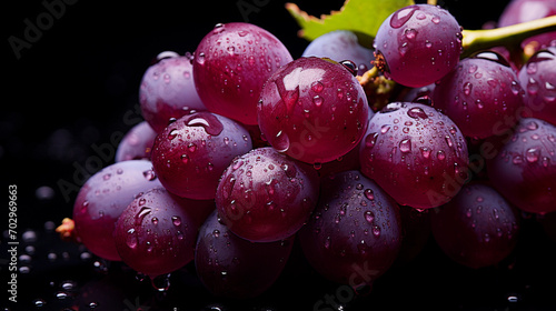 Luscious Grapes with Glistening Water Droplets on a Royal Purple Backdrop