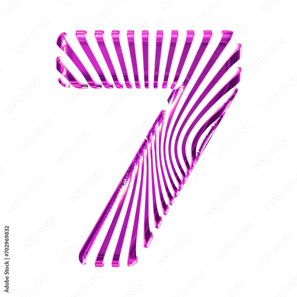 Naklejka premium White symbol with ultra thin purple straps. number 7