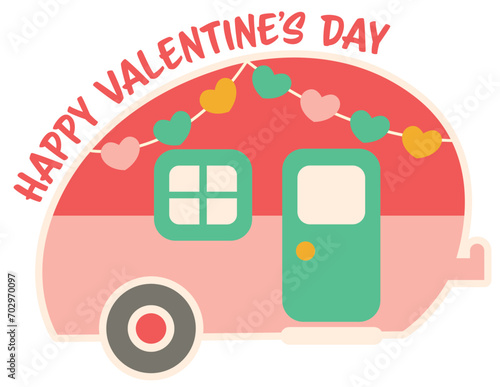Happy Valentine's Day Heart Travel Camper with Lights