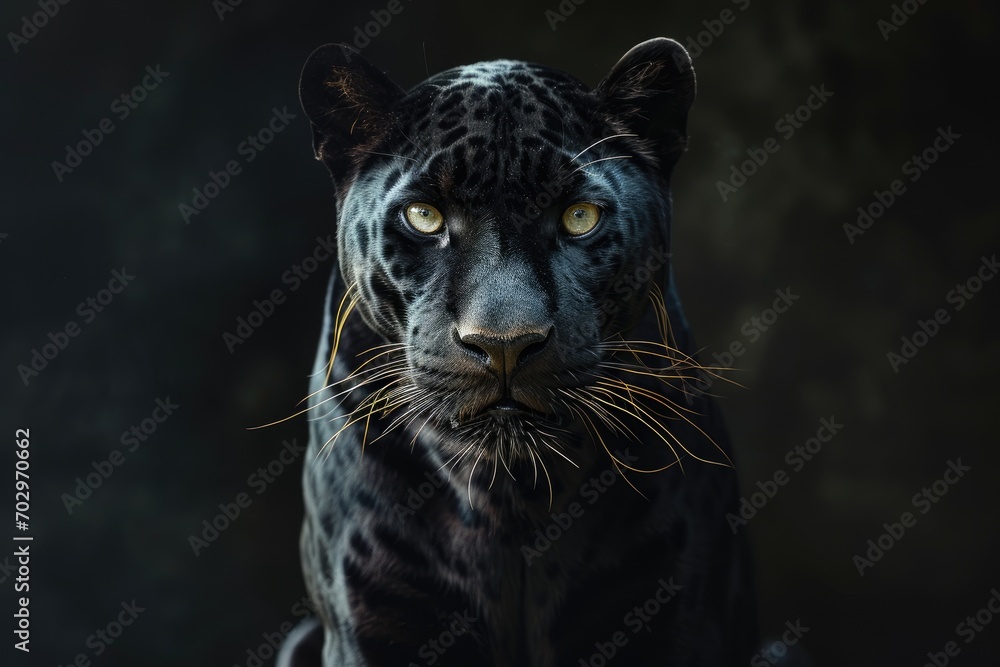 Front view of Panther on dark background. Front view of Panther on dark background.