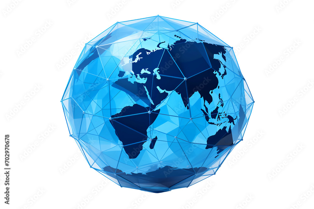 The earth surrounded in all directions by the communication nodes and network on a transparent background The earth surrounded in all directions by the communication nodes and network on a transparent background