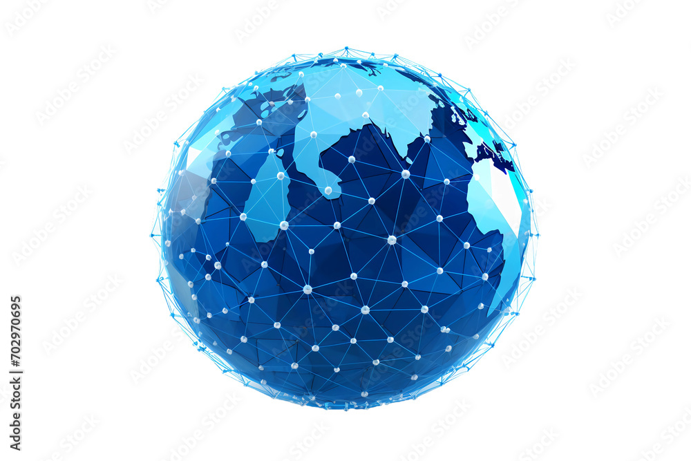 The earth surrounded in all directions by the communication nodes and network on a transparent background The earth surrounded in all directions by the communication nodes and network on a transparent background