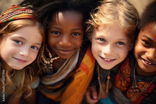etnic multi diverse group of kids photo