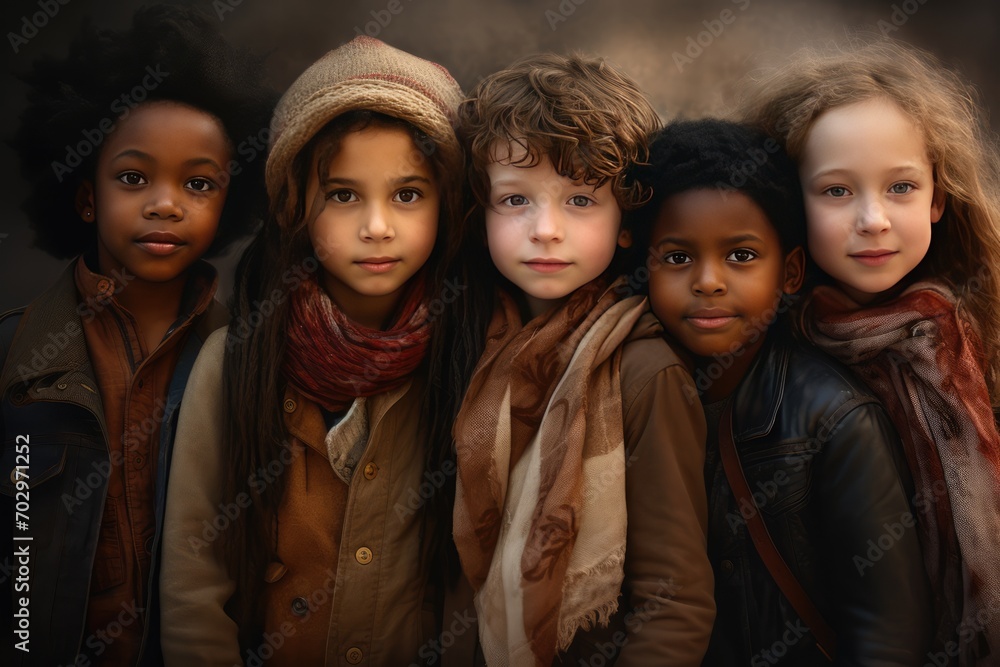 etnic multi diverse group of kids photo