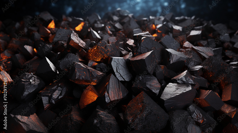 Obraz premium Robust Iron Ore Chunks Against a Dark Industrial Steel Backdrop