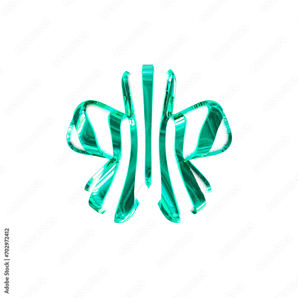 White symbol with turquoise thin vertical straps White symbol with turquoise thin vertical straps