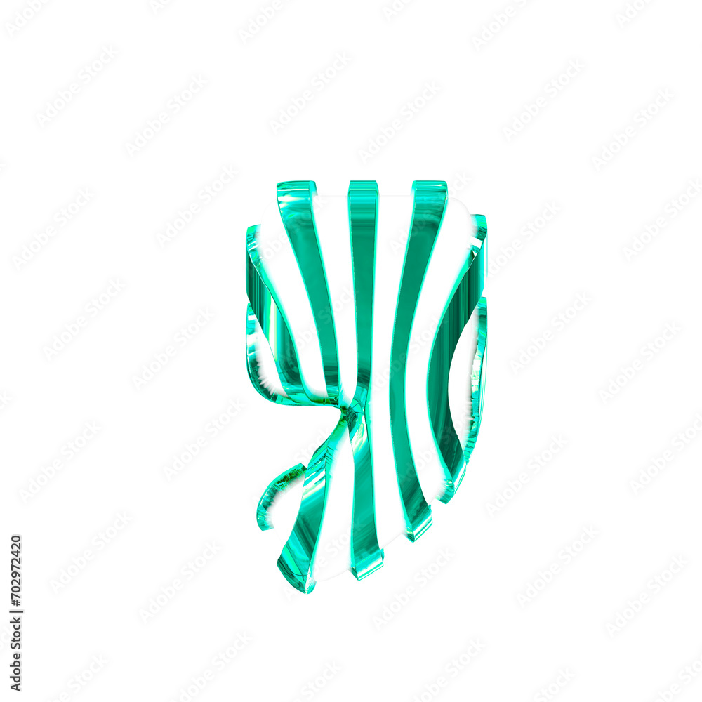 White symbol with turquoise thin vertical straps White symbol with turquoise thin vertical straps