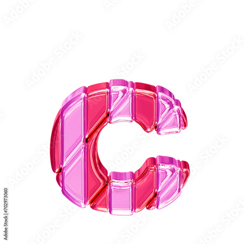 Pink symbol with straps. top view. letter c