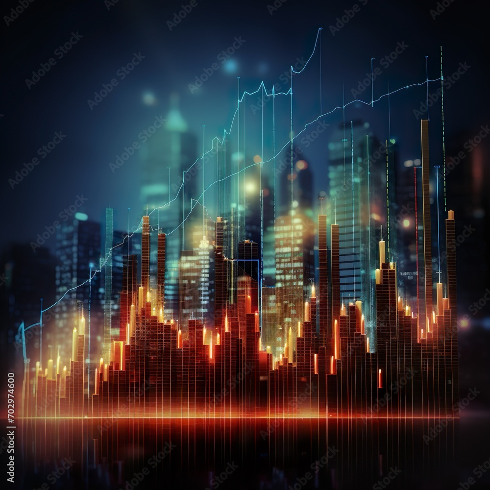 Investment finance chart,stock market business and exchange financial growth graph. - Generative AI Investment finance chart,stock market business and exchange financial growth graph. - Generative AI