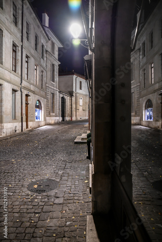 Photography Empty lighted walkway road at night in the city