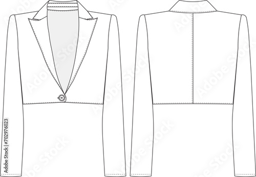 long sleeve oversize slouchy blazer jacket template technical drawing flat sketch cad mockup fashion woman design style model denim jean
