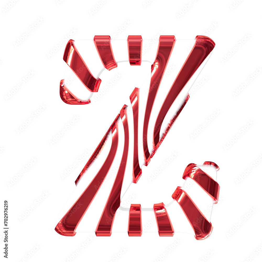 White symbol with red thin straps. letter z White symbol with red thin straps. letter z