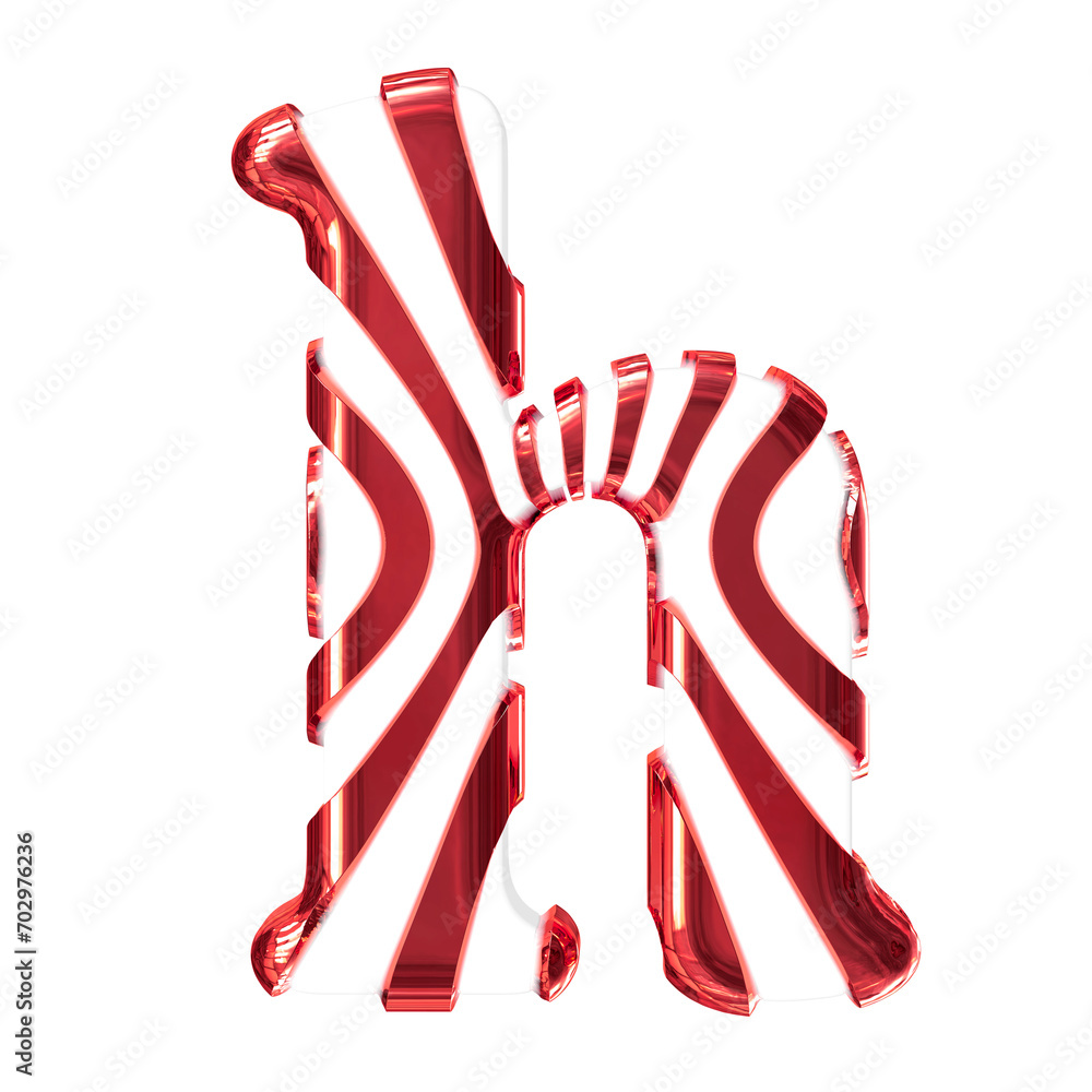 White symbol with red thin straps. letter h White symbol with red thin straps. letter h