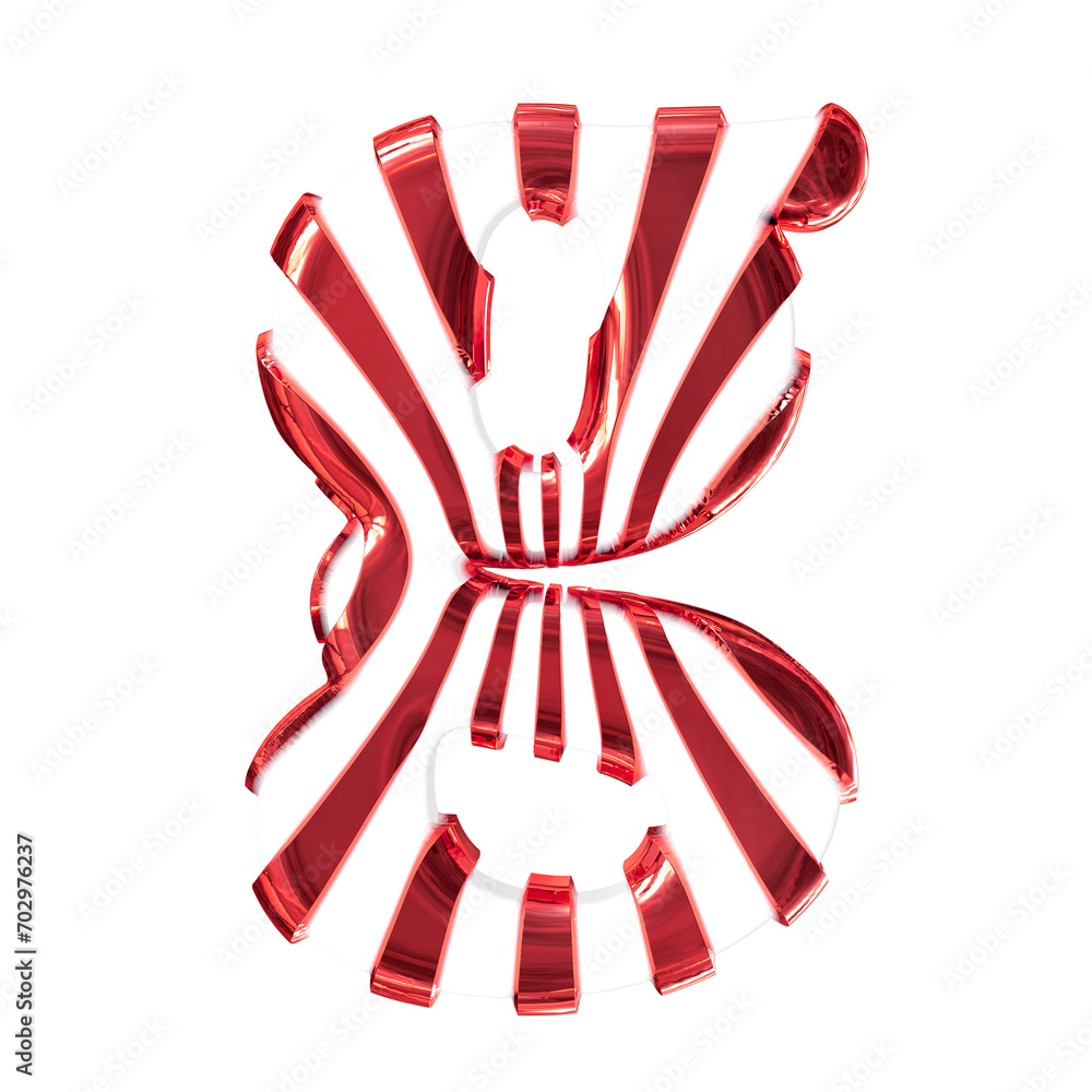 White symbol with red thin straps. letter g White symbol with red thin straps. letter g