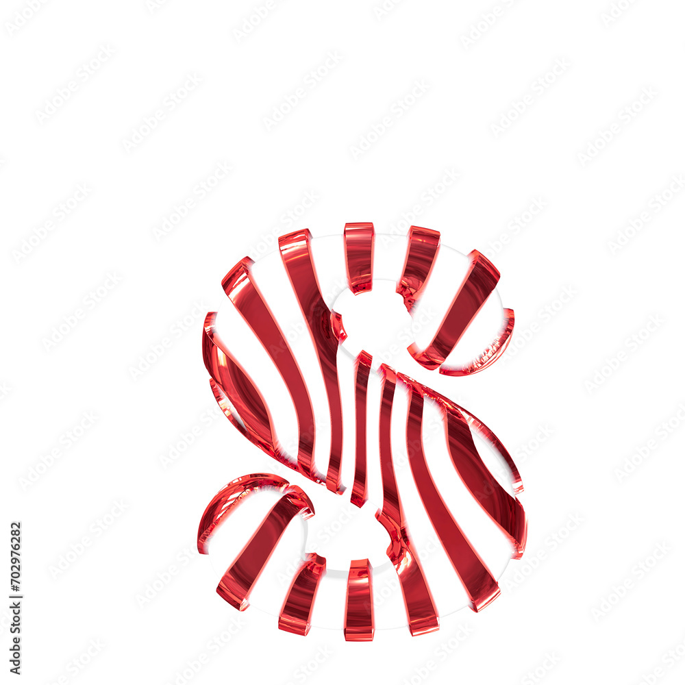 White symbol with red thin straps. letter s White symbol with red thin straps. letter s