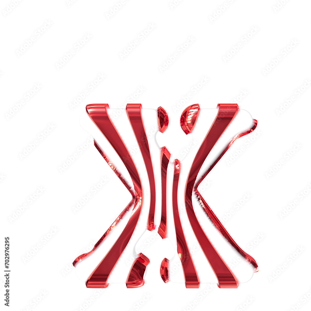 White symbol with red thin straps. letter x White symbol with red thin straps. letter x