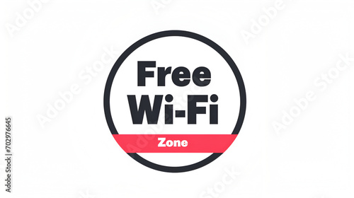 Black and white Wi-Fi symbol. Free Wi-fi zone icon on white background. Free internet access sign, minimalist design. Monochrome Wi-Fi logo. Dual toned wireless zone marker. Classic Wi-Fi emblem