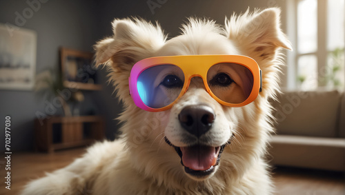 Cute dog with glasses at home fashion © tanya78