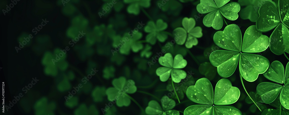 Shamrock green background for Saint Patrick's Day, space for text.