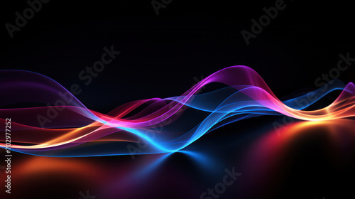 Vibrant Neon Energy Lines on Black Background: Dark Mode Wallpaper and Tech Design Elements