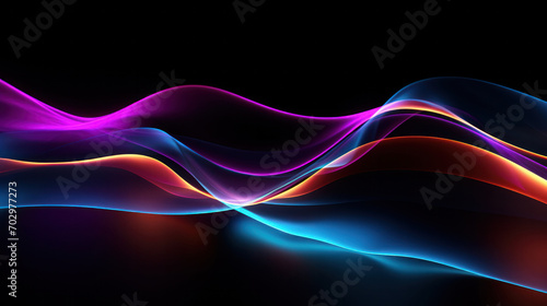 Energetic Neon Light Waves: Dark Mode Backgrounds and Futuristic Tech Design Elements
