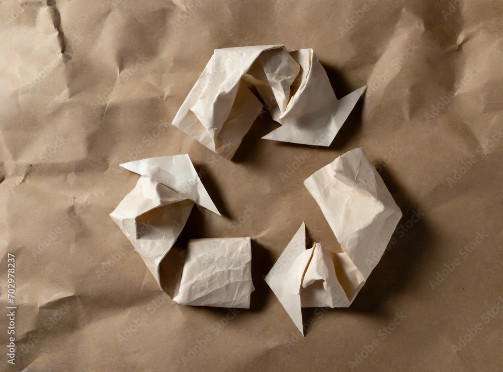 Recycle symbol made of crumpled paper on green background. Eco recycling concept. Recycle symbol made of crumpled paper on green background. Eco recycling concept.