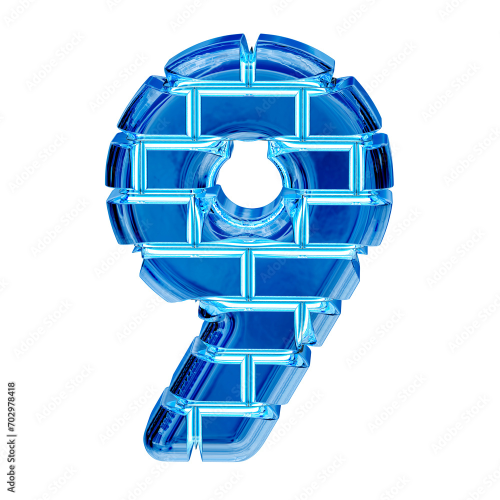 Symbol made of blue ice bricks. number 9 Symbol made of blue ice bricks. number 9