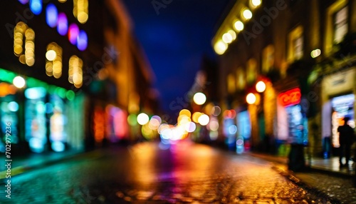 Blurry City Lights at Night