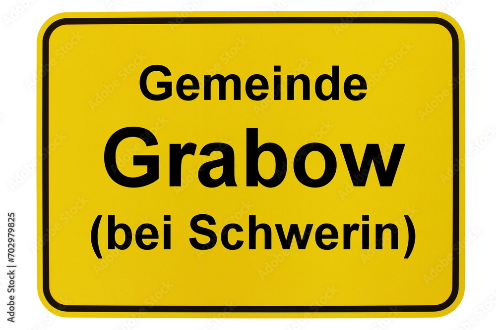 Illustration eines Ortsschildes der Gemeinde Grabow (bei Schwerin) in Mecklenburg-Vorpommern