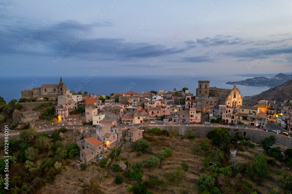 Aerial view of  old picturesque town of Forza d'Agro