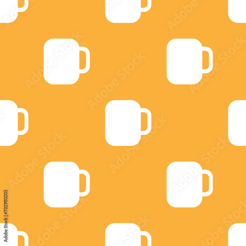 Simple vector beer background. Repetitive geometric beer icons. Seamless pattern with beer glasses on yellow background