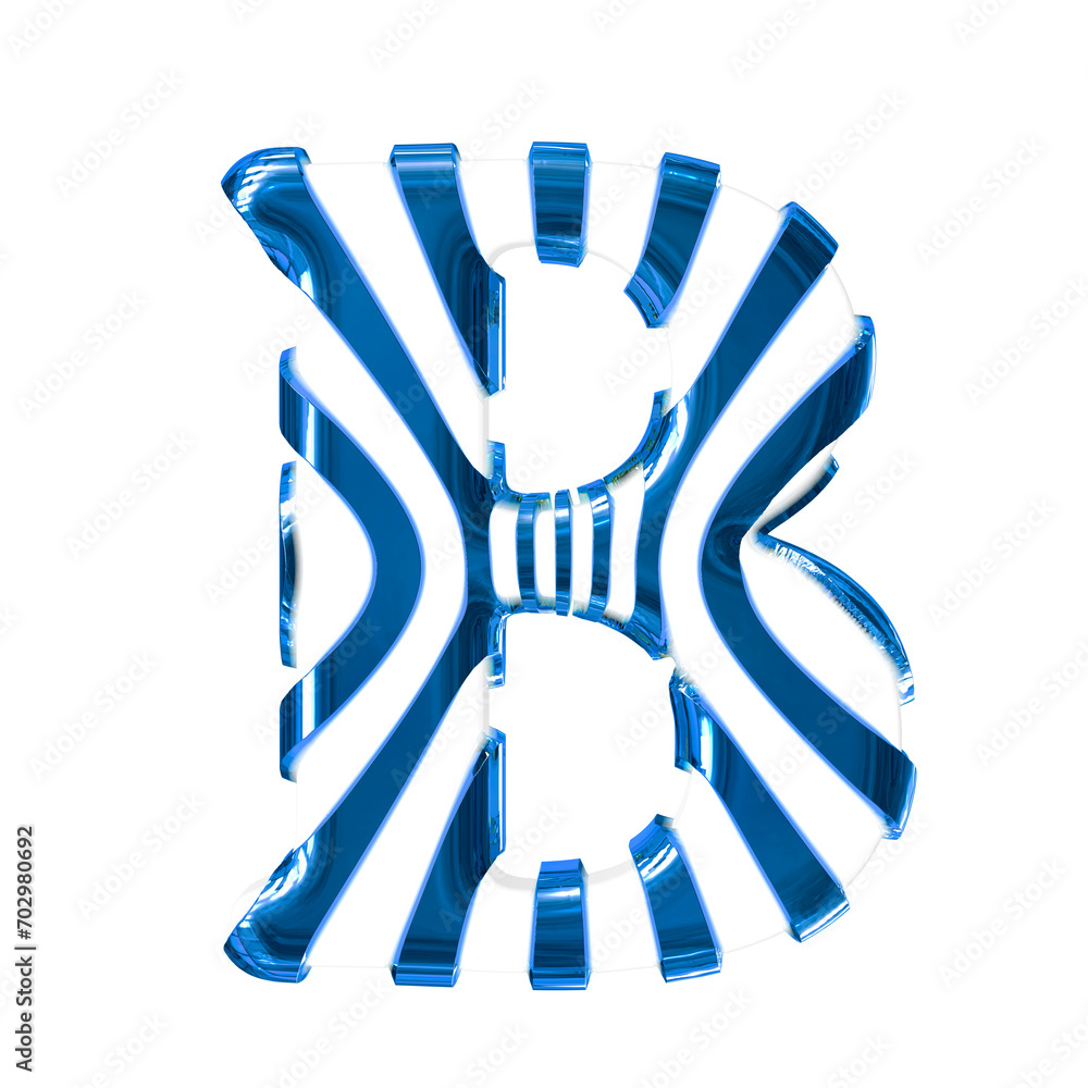 White symbol with blue thin straps. letter b White symbol with blue thin straps. letter b
