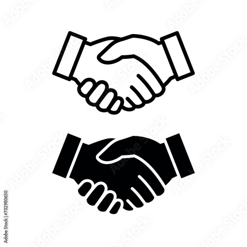 Handshake icon. Symbol of business, trust, contract or agreement. The ritual of a transaction or purchase, a greeting or farewell. A gesture of gratitude, congratulation or reconciliation.