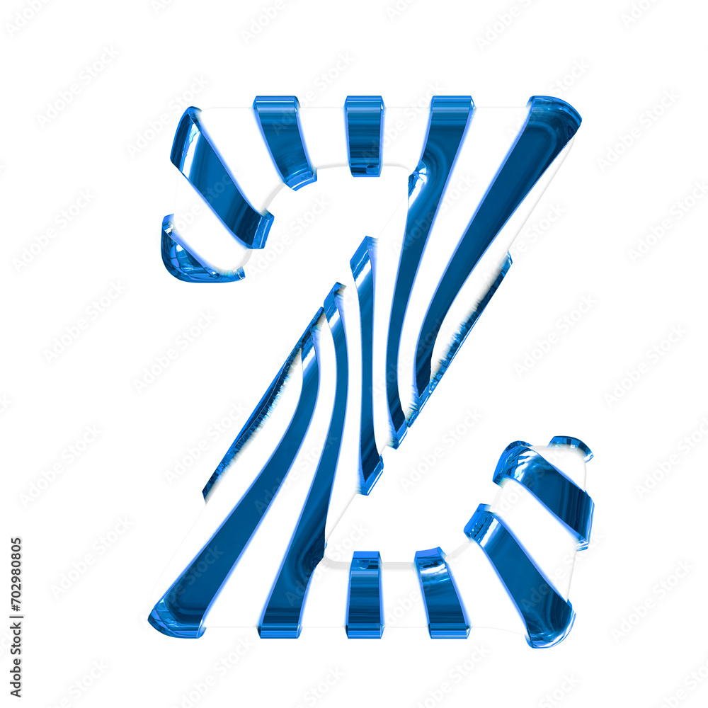 White symbol with blue thin straps. letter z White symbol with blue thin straps. letter z